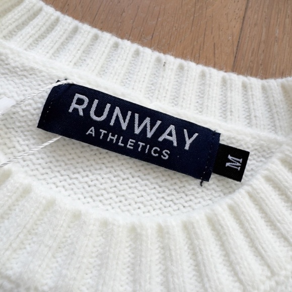 Tennis Inspired RUNWAY ATHLETICS LOVE Sweater - Pink, Green & Cream Size Medium - Picture 9 of 13